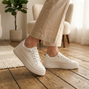 بوط ستاتي ابيض جلد