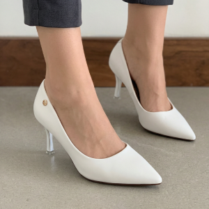 حذاء ستاتي ابيض جلد