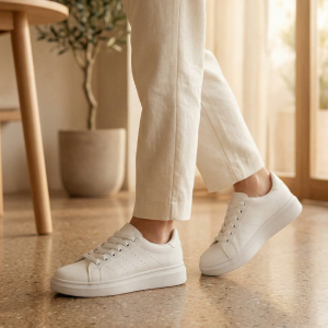 بوط ستاتي ابيض جلد