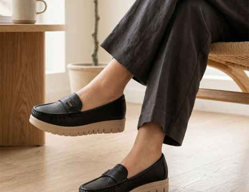 حذاء كاجوال اسود جلد